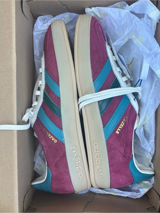 adidas Other - adidas Gazelle Indoor Burgundy Suede Sneakers with Teal and Dark Green Stripes